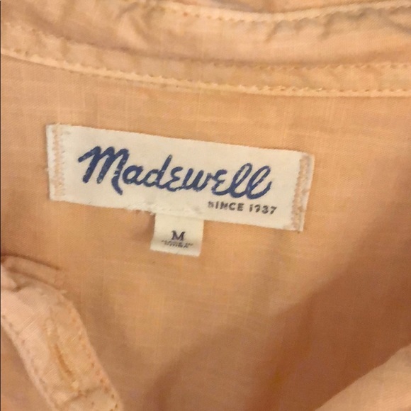 Madewell Button Down Peach Sz M - Picture 2 of 4